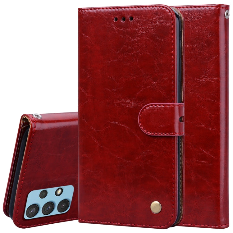 For Samsung Galaxy A32 4G Business Style Oil Wax Texture Horizontal Flip Leather Case with Holder & Card Slots & Wallet(Red) by buy2fix