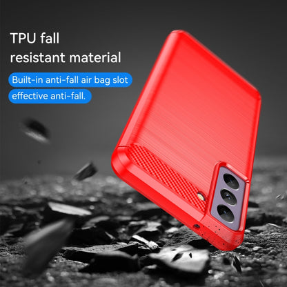 For Samsung Galaxy S21 FE Brushed Texture Carbon Fiber TPU Case(Red) by buy2fix