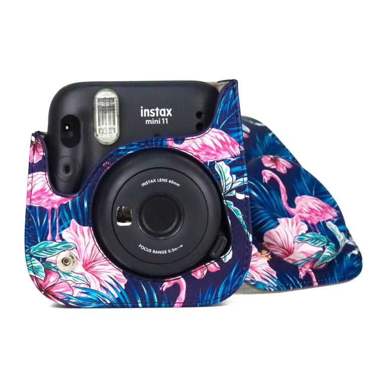 Flamingo Pattern Camera Bag with Shoulder Strap for Fujifilm Instax mini 11(Black Background) - Camera Accessories by buy2fix | Online Shopping UK | buy2fix