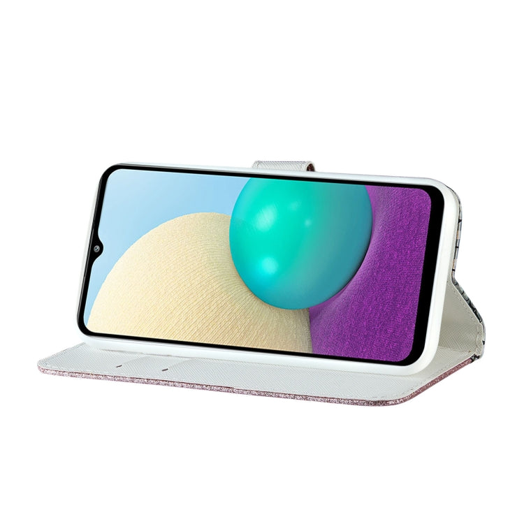 For Samsung Galaxy A02 / M02 Laser Glitter Powder Matching Crocodile Texture Horizontal Flip Leather Case with Card Slots & Holder & Wallet(Silver) by buy2fix