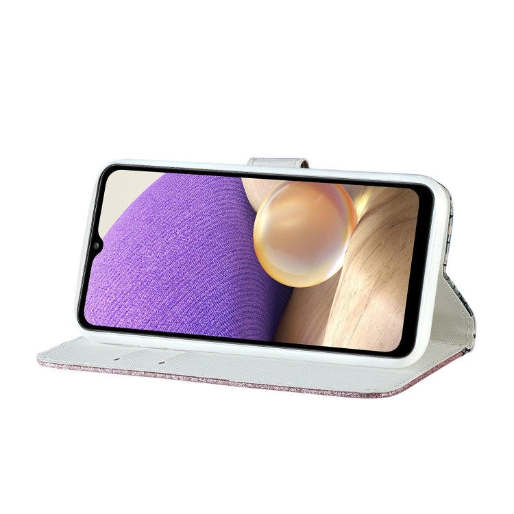 For Samsung Galaxy A32 4G Laser Glitter Powder Matching Crocodile Texture Horizontal Flip Leather Case with Card Slots & Holder & Wallet(Silver) by buy2fix