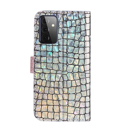 For Samsung Galaxy A72 5G / 4G Laser Glitter Powder Matching Crocodile Texture Horizontal Flip Leather Case with Card Slots & Holder & Wallet(Silver) by buy2fix