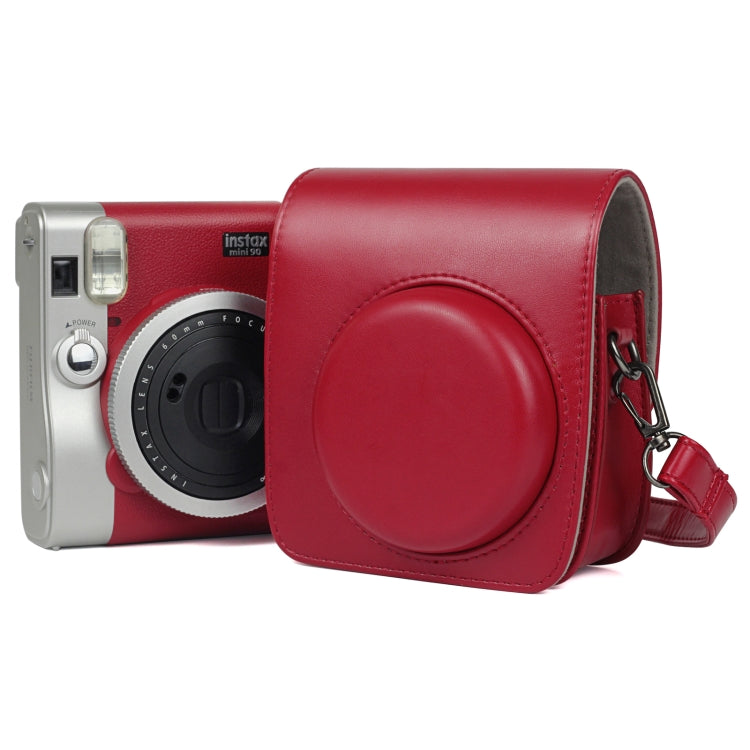 Solid Color PU Camera Bag with Shoulder Strap for Fujifilm Instax mini 90(Red) - Camera Accessories by buy2fix | Online Shopping UK | buy2fix
