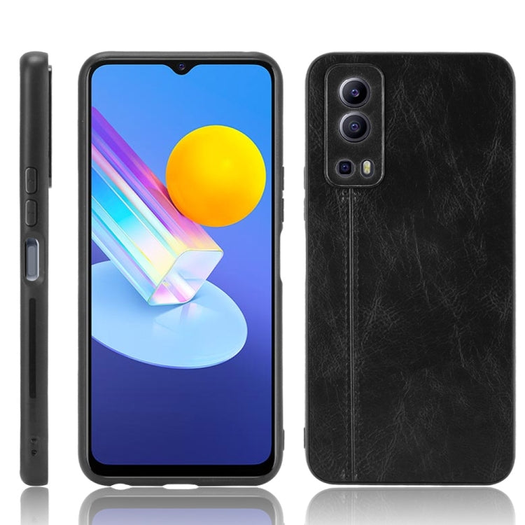 For vivo Y72 5G / iQOO Z3 5G Shockproof Sewing Cow Pattern Skin PC + PU + TPU Case(Black) by buy2fix