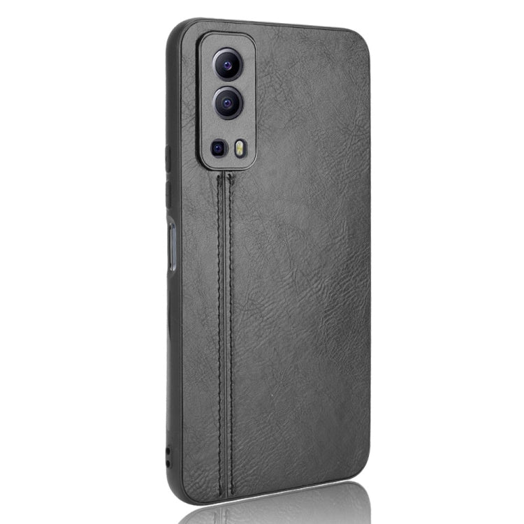 For vivo Y72 5G / iQOO Z3 5G Shockproof Sewing Cow Pattern Skin PC + PU + TPU Case(Black) by buy2fix