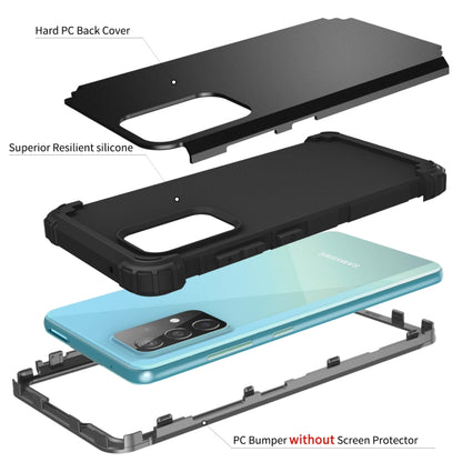 For Samsung Galaxy A52 4G / 5G PC + Silicone Three-piece Shockproof Protection Case(Black) by buy2fix