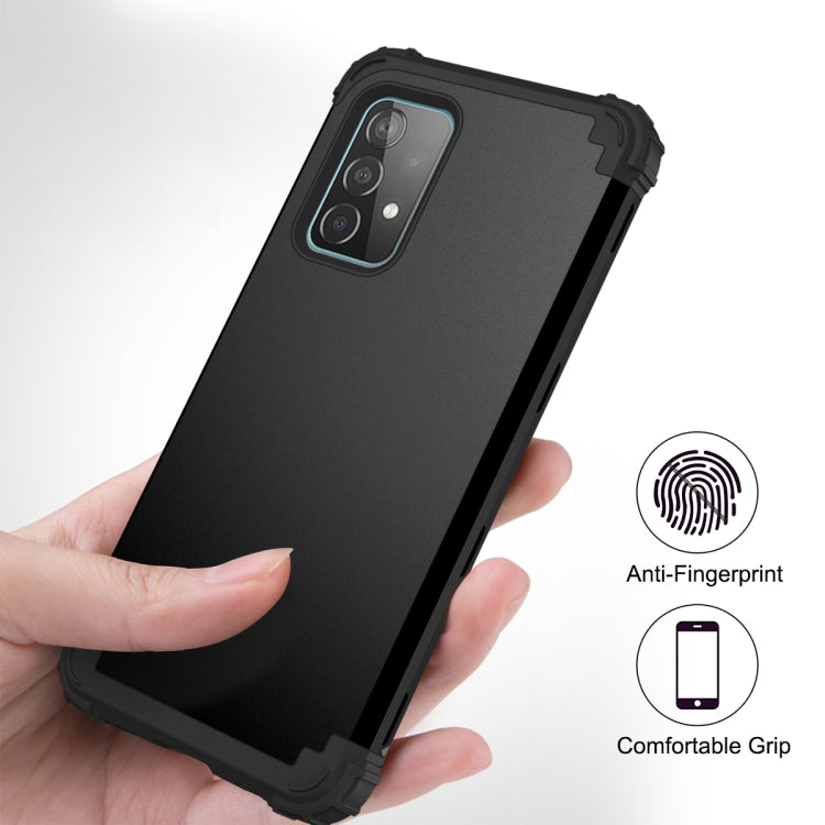 For Samsung Galaxy A52 4G / 5G PC + Silicone Three-piece Shockproof Protection Case(Black) by buy2fix