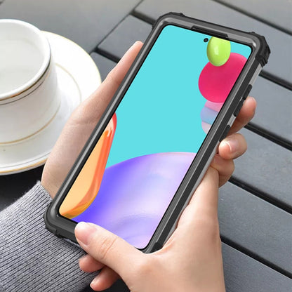 For Samsung Galaxy A52 4G / 5G PC + Silicone Three-piece Shockproof Protection Case(Black) by buy2fix