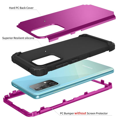 For Samsung Galaxy A52 4G / 5G PC + Silicone Three-piece Shockproof Protection Case(Dark Purple+Black) by buy2fix