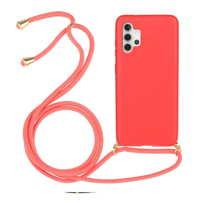 For Samsung Galaxy A32 5G Wheat Straw Material + TPU Protective Case with Lanyard(Red) by buy2fix
