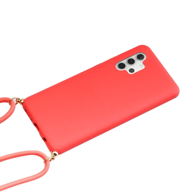 For Samsung Galaxy A32 5G Wheat Straw Material + TPU Protective Case with Lanyard(Red) by buy2fix