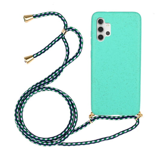 For Samsung Galaxy A32 5G Wheat Straw Material + TPU Protective Case with Lanyard(Green) by buy2fix