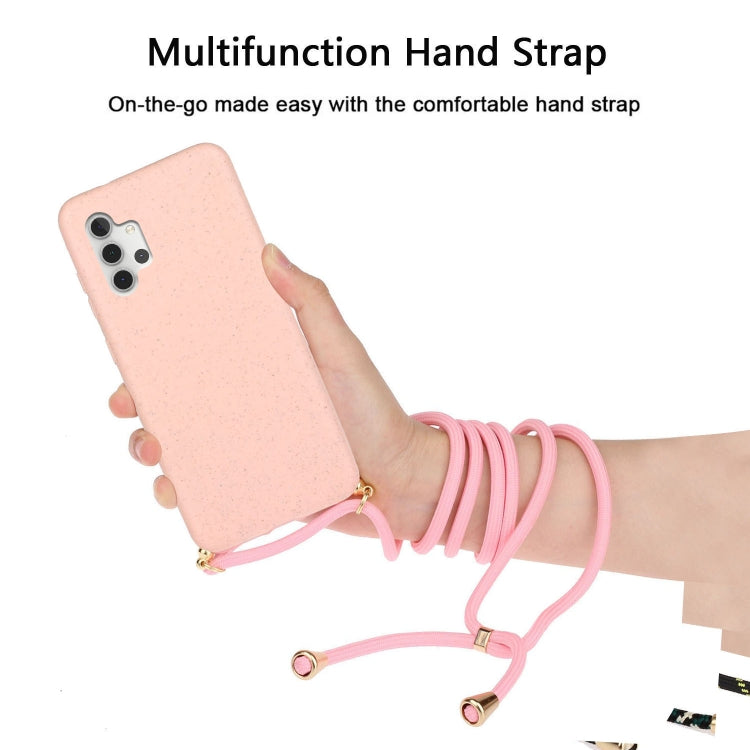 For Samsung Galaxy A32 5G Wheat Straw Material + TPU Protective Case with Lanyard(Pink) by buy2fix