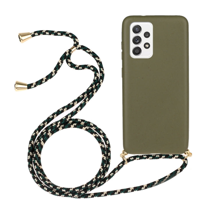 For Samsung Galaxy A52 5G / 4G Wheat Straw Material + TPU Protective Case with Lanyard(Army Green) by buy2fix
