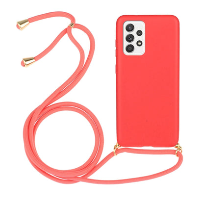 For Samsung Galaxy A52 5G / 4G Wheat Straw Material + TPU Protective Case with Lanyard(Red) by buy2fix