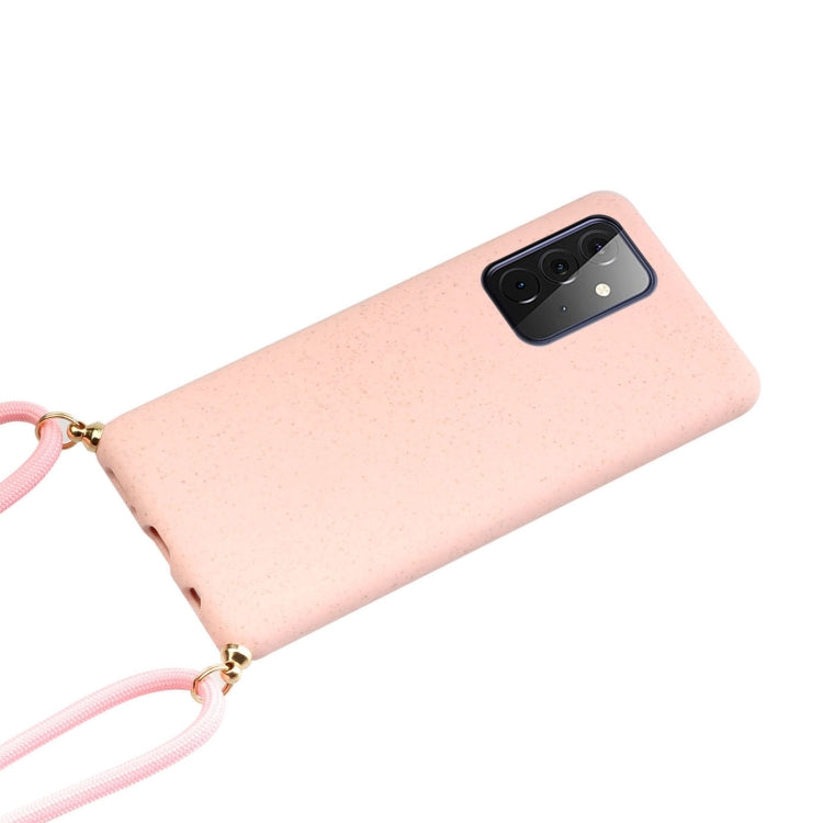 For Samsung Galaxy A72 5G / 4G Wheat Straw Material + TPU Protective Case with Lanyard(Pink) by buy2fix