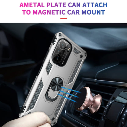 For Xiaomi Redmi K40 / K40 Pro Shockproof TPU + PC Protective Case with 360 Degree Rotating Holder(Silver) by buy2fix