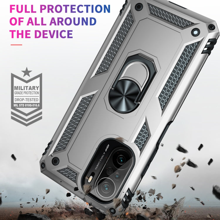 For Xiaomi Redmi K40 / K40 Pro Shockproof TPU + PC Protective Case with 360 Degree Rotating Holder(Silver) by buy2fix