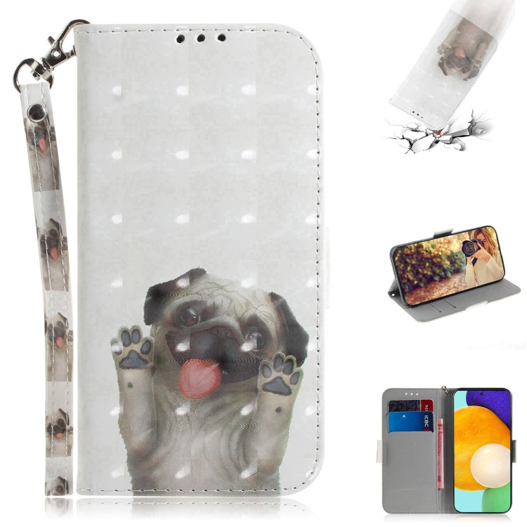 For Samsung Galaxy A52 5G / 4G 3D Painted Pattern Magnetic Attraction Horizontal Flip Leather Case with Holder & Card Slot & Wallet & Lanyard(Pekingese Dag) by buy2fix