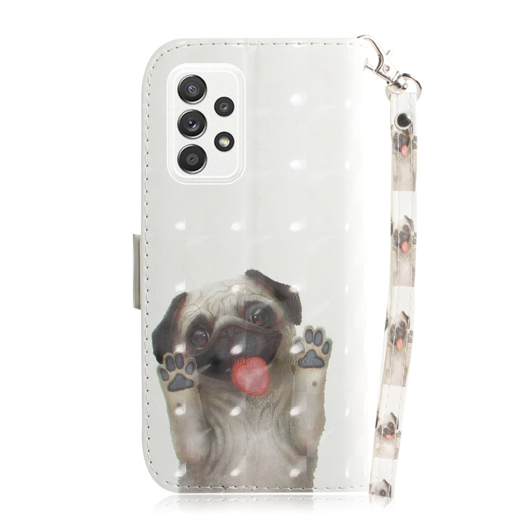 For Samsung Galaxy A52 5G / 4G 3D Painted Pattern Magnetic Attraction Horizontal Flip Leather Case with Holder & Card Slot & Wallet & Lanyard(Pekingese Dag) by buy2fix