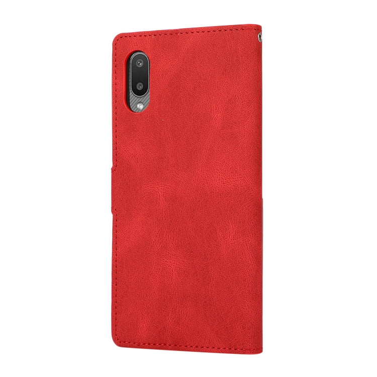 For Samsung Galaxy A02 (EU Version) Fantasy Classic Skin-feel Calfskin Texture Magnetic Buckle Horizontal Flip PU Leather Case with Holder & Card Slot & Wallet(Red) by buy2fix