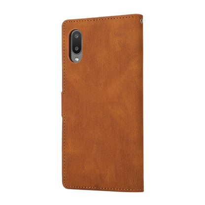 For Samsung Galaxy A02 (EU Version) Fantasy Classic Skin-feel Calfskin Texture Magnetic Buckle Horizontal Flip PU Leather Case with Holder & Card Slot & Wallet(Brown) by buy2fix