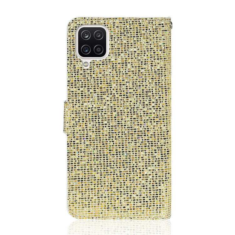 For Samsung Galaxy A12 Glitter Powder Horizontal Flip Leather Case with Card Slots & Holder & Lanyard(Gold) by buy2fix