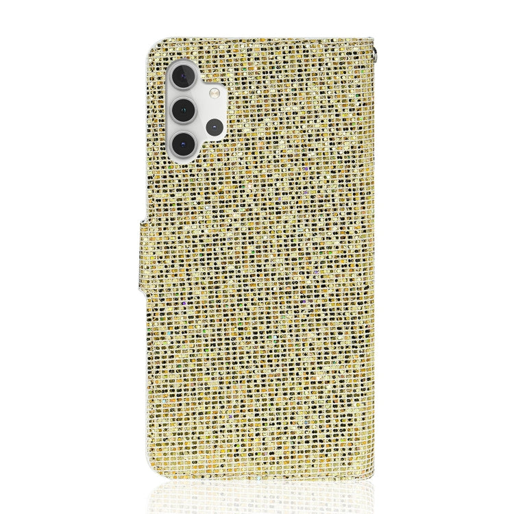 For Samsung Galaxy A32 4G Glitter Powder Horizontal Flip Leather Case with Card Slots & Holder & Lanyard(Gold) by buy2fix
