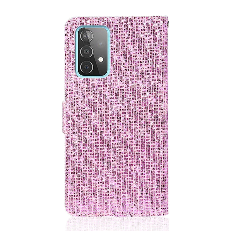 For Samsung Galaxy A52 5G / 4G Glitter Powder Horizontal Flip Leather Case with Card Slots & Holder & Lanyard(Pink) by buy2fix