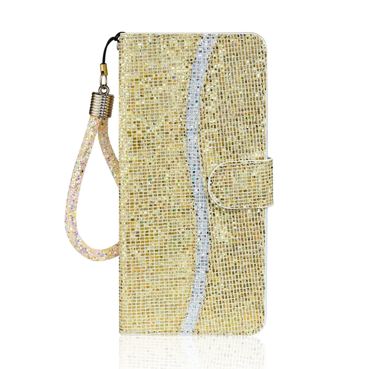 For Samsung Galaxy A52 5G / 4G Glitter Powder Horizontal Flip Leather Case with Card Slots & Holder & Lanyard(Gold) by buy2fix