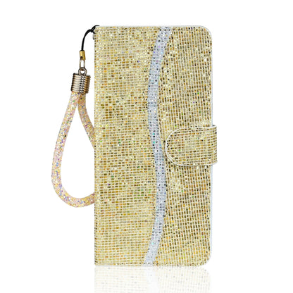 For Samsung Galaxy A52 5G / 4G Glitter Powder Horizontal Flip Leather Case with Card Slots & Holder & Lanyard(Gold) by buy2fix