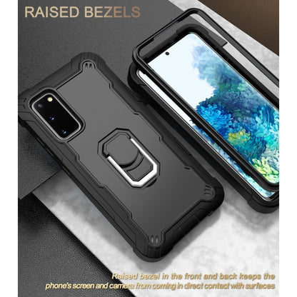 For Samsung Galaxy S20 FE / FE 5G PC + Rubber 3-layers Shockproof Protective Case with Rotating Holder(Black) by buy2fix