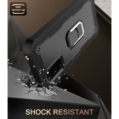 For Samsung Galaxy S20 FE / FE 5G PC + Rubber 3-layers Shockproof Protective Case with Rotating Holder(Black) by buy2fix