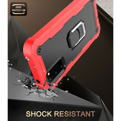 For Samsung Galaxy S20 FE / FE 5G PC + Rubber 3-layers Shockproof Protective Case with Rotating Holder(Red + Black) by buy2fix