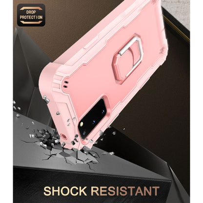 For Samsung Galaxy S20 FE / FE 5G PC + Rubber 3-layers Shockproof Protective Case with Rotating Holder(Rose Gold) by buy2fix