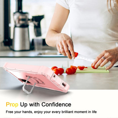 For Samsung Galaxy S20 FE / FE 5G PC + Rubber 3-layers Shockproof Protective Case with Rotating Holder(Rose Gold) by buy2fix