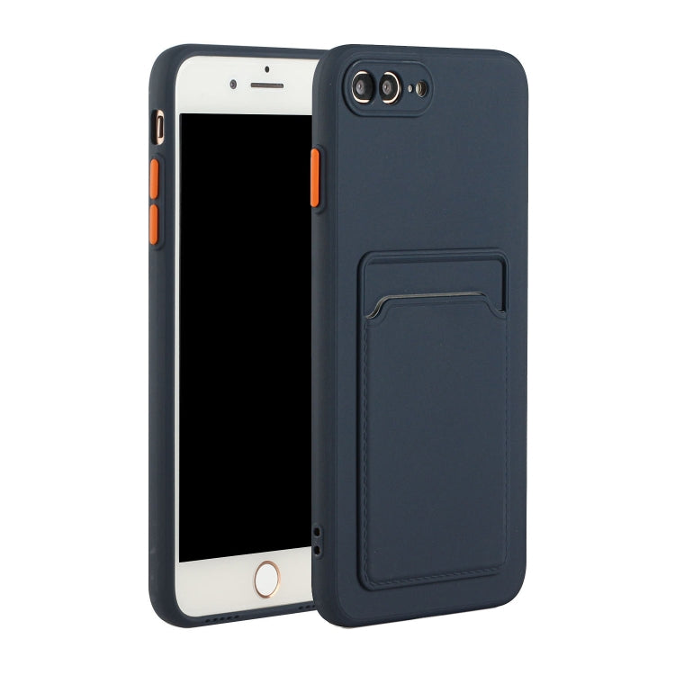 Card Slot Design Shockproof TPU Protective Case For iPhone 8 & 7(Dark Blue) by buy2fix