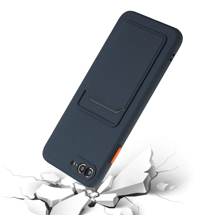 Card Slot Design Shockproof TPU Protective Case For iPhone 8 & 7(Dark Blue) by buy2fix