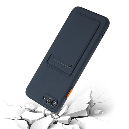 Card Slot Design Shockproof TPU Protective Case For iPhone 8 & 7(Dark Blue) by buy2fix