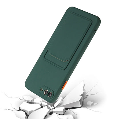 Card Slot Design Shockproof TPU Protective Case For iPhone 8 & 7(Dark Green) by buy2fix