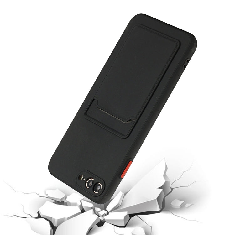 Card Slot Design Shockproof TPU Protective Case For iPhone 8 & 7(Black) by buy2fix