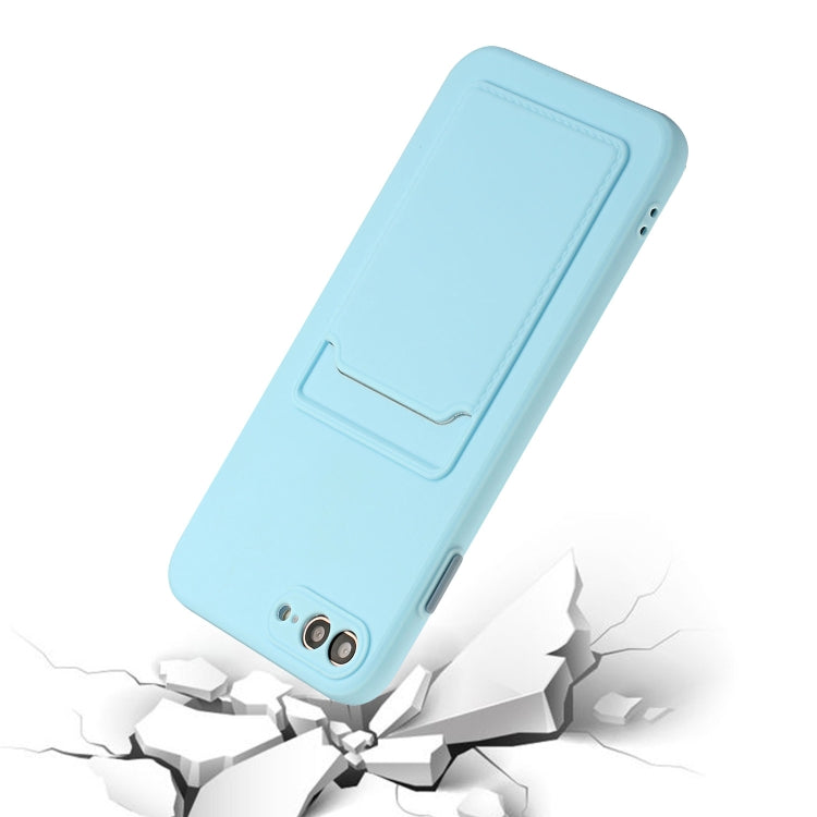 Card Slot Design Shockproof TPU Protective Case For iPhone 8 & 7(Sky Blue) by buy2fix
