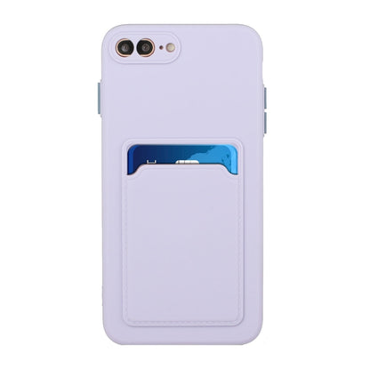Card Slot Design Shockproof TPU Protective Case For iPhone 8 Plus & 7 Plus(Purple) by buy2fix