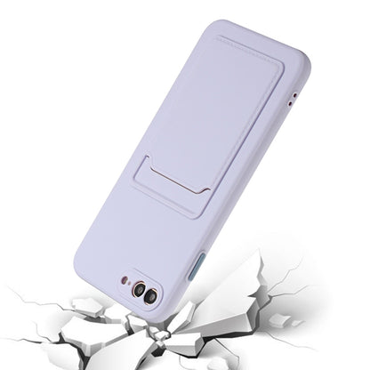 Card Slot Design Shockproof TPU Protective Case For iPhone 8 Plus & 7 Plus(Purple) by buy2fix