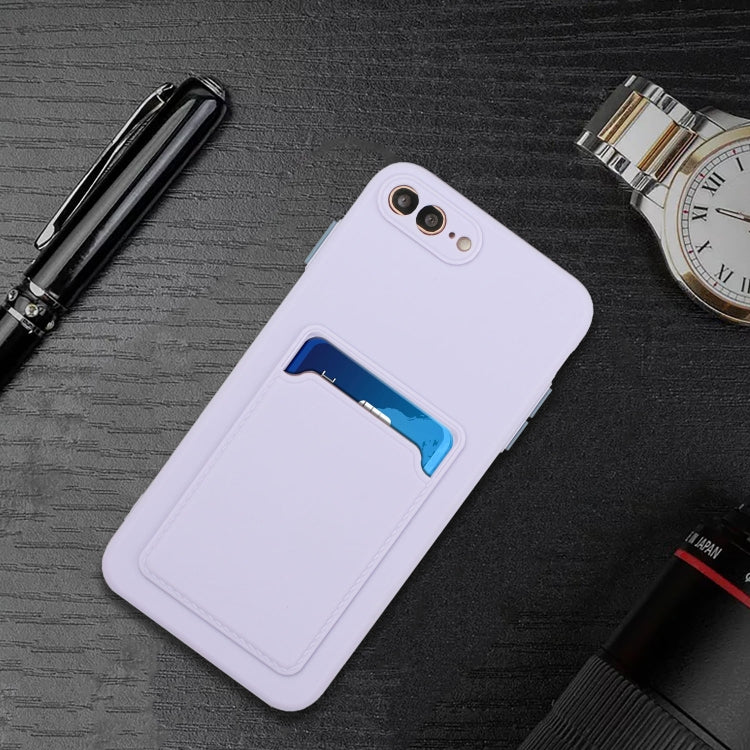 Card Slot Design Shockproof TPU Protective Case For iPhone 8 Plus & 7 Plus(Purple) by buy2fix