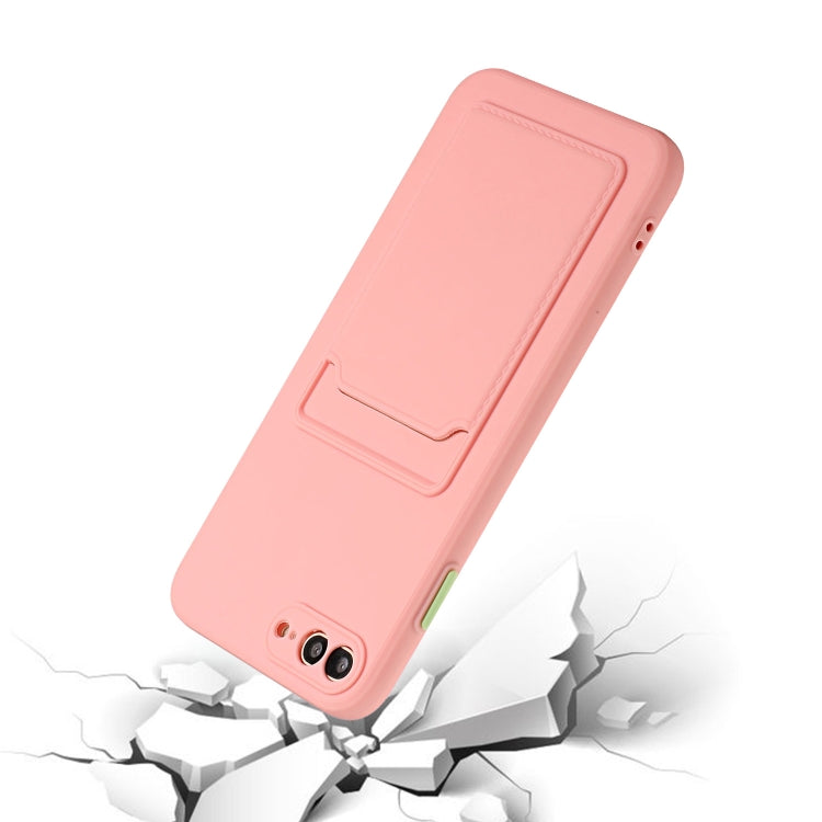 Card Slot Design Shockproof TPU Protective Case For iPhone 8 Plus & 7 Plus(Pink) by buy2fix