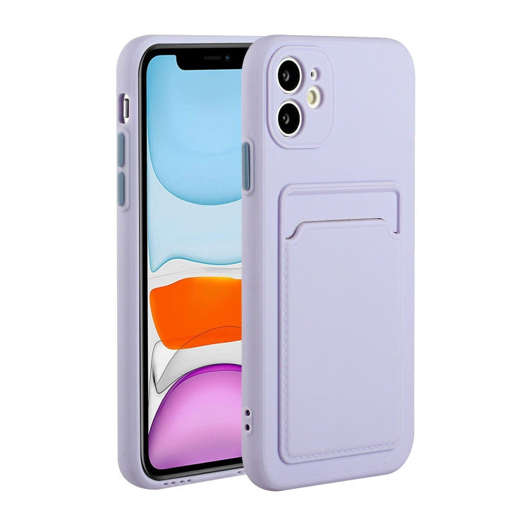 Card Slot Design Shockproof TPU Protective Case For iPhone 11(Purple) by buy2fix