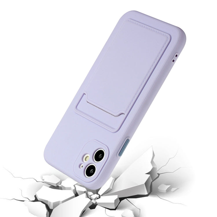 Card Slot Design Shockproof TPU Protective Case For iPhone 11(Purple) by buy2fix