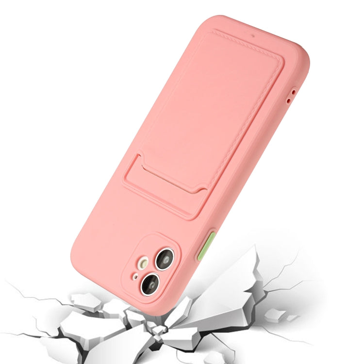 Card Slot Design Shockproof TPU Protective Case For iPhone 11(Pink) by buy2fix