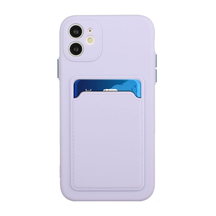 For iPhone 12 Card Slot Design Shockproof TPU Protective Case(Purple) by buy2fix